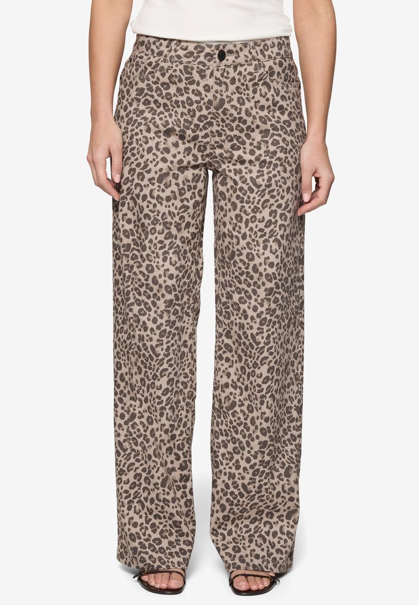 Weitbeinige Hose mit Leopardenmuster