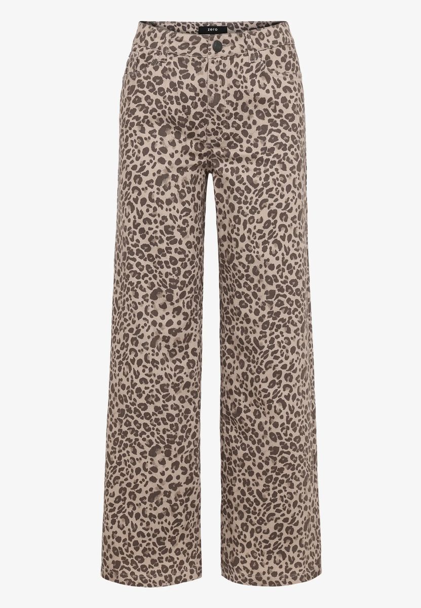 Weitbeinige Hose mit Leopardenmuster