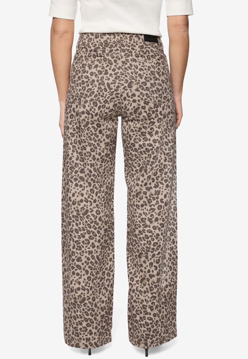 Weitbeinige Hose mit Leopardenmuster