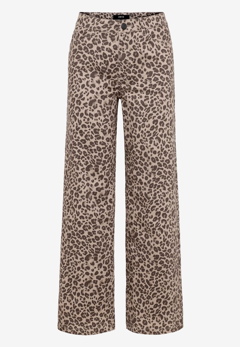 Weitbeinige Hose mit Leopardenmuster