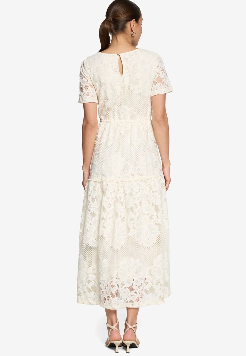 Spitzenkleid Maxi mit kurzen Ärmeln