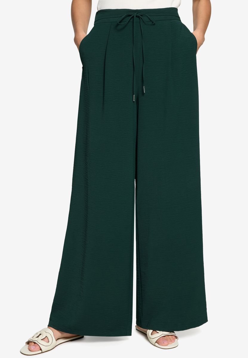 Weite Stoffhose mit Bindegürtel