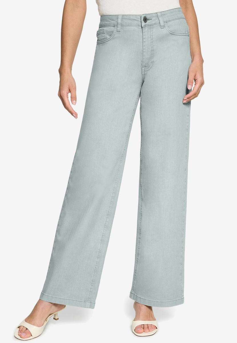 Hochgeschnittene Wide-Leg Jeanshose