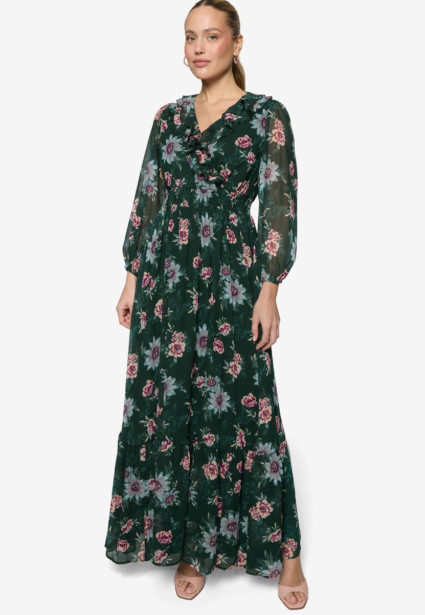 Maxikleid  langarm mit Blumen