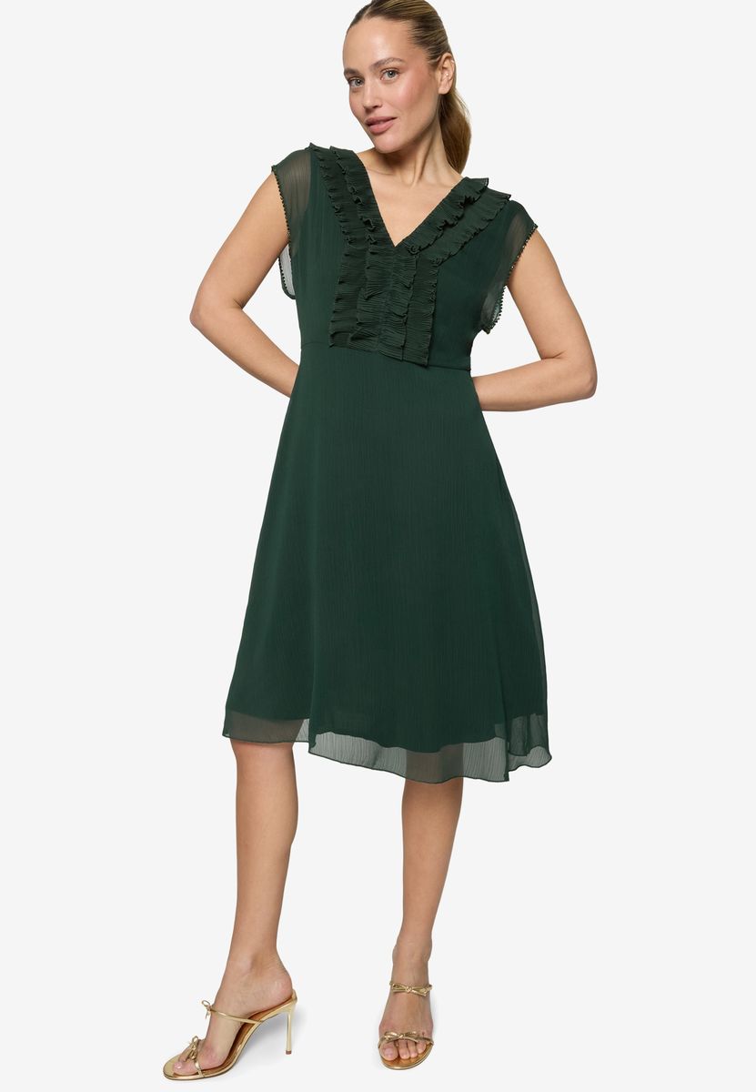 Chiffon-Midikleid mit Rüschendetails