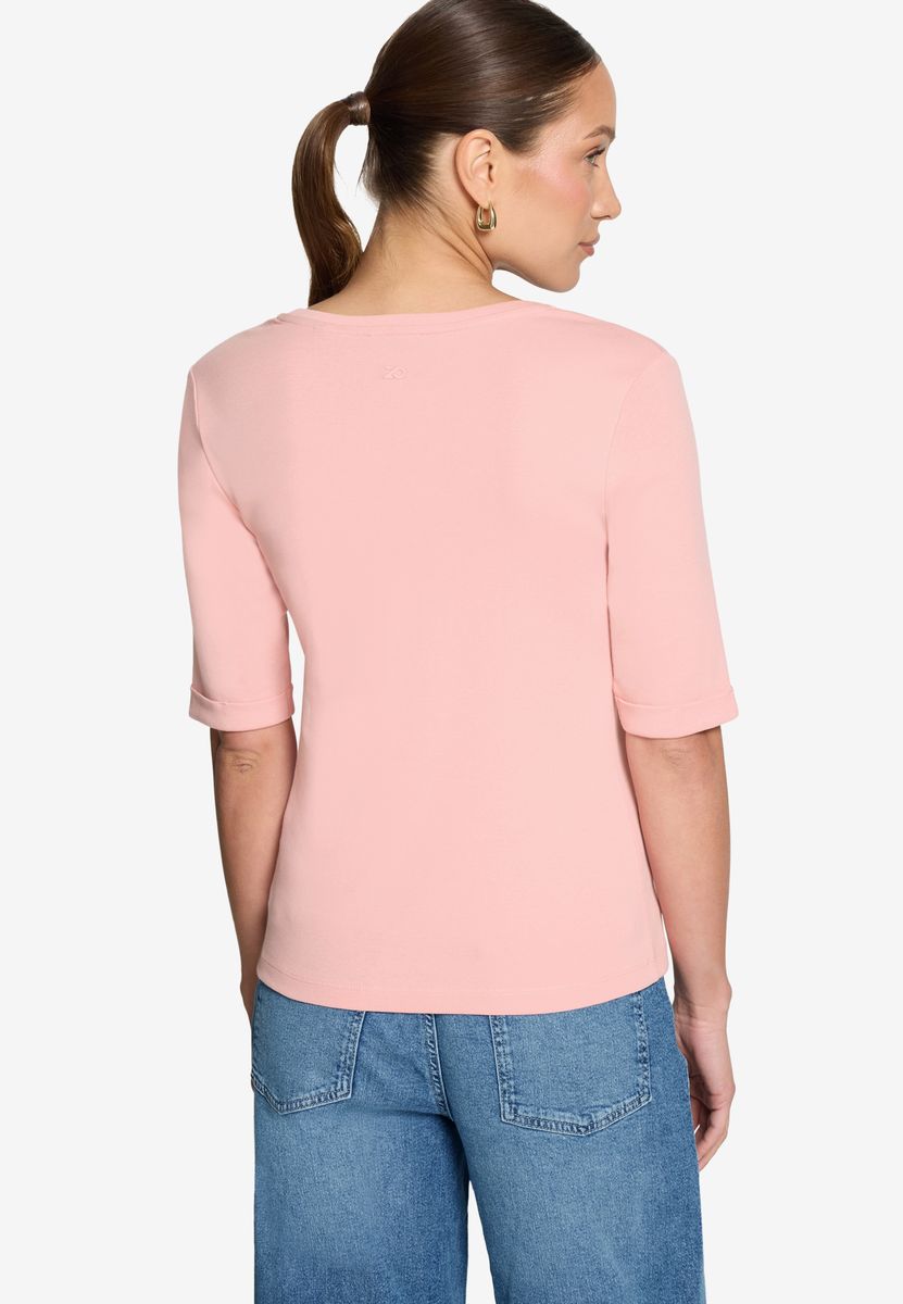 Basic-T-Shirt mit V-Ausschnitt und Ärmeln
