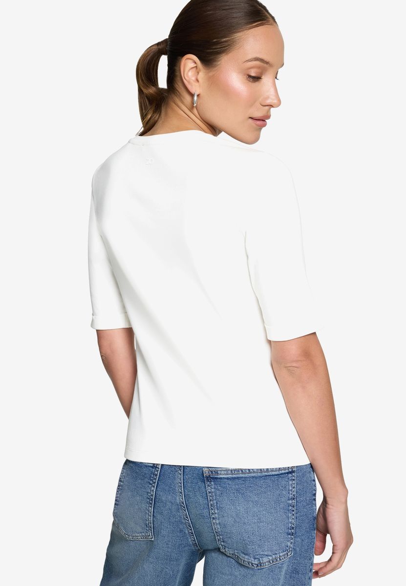 Basic-T-Shirt mit V-Ausschnitt und Ärmeln