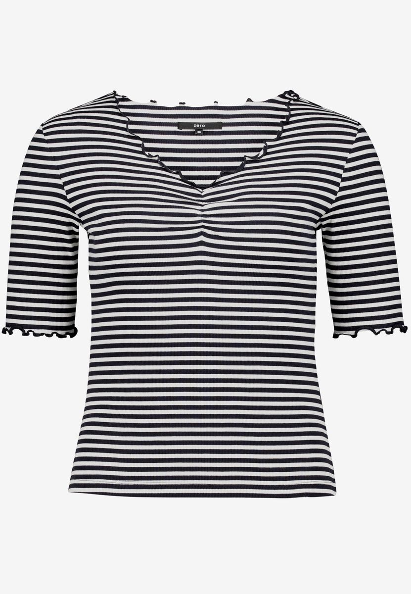 Gestreiftes Rippshirt mit Volants