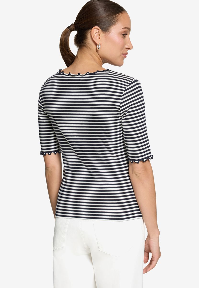 Gestreiftes Rippshirt mit Volants
