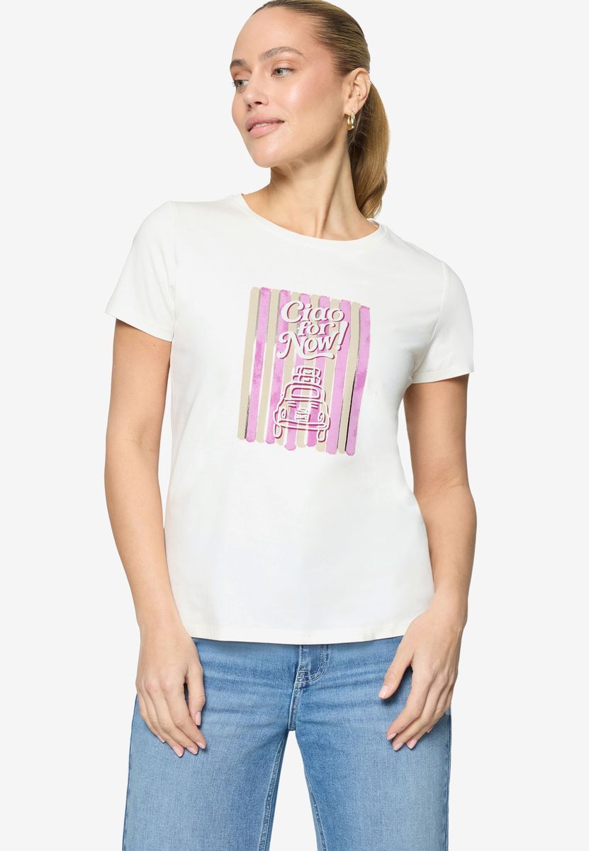 Print-T-Shirt mit Glitzerdetails