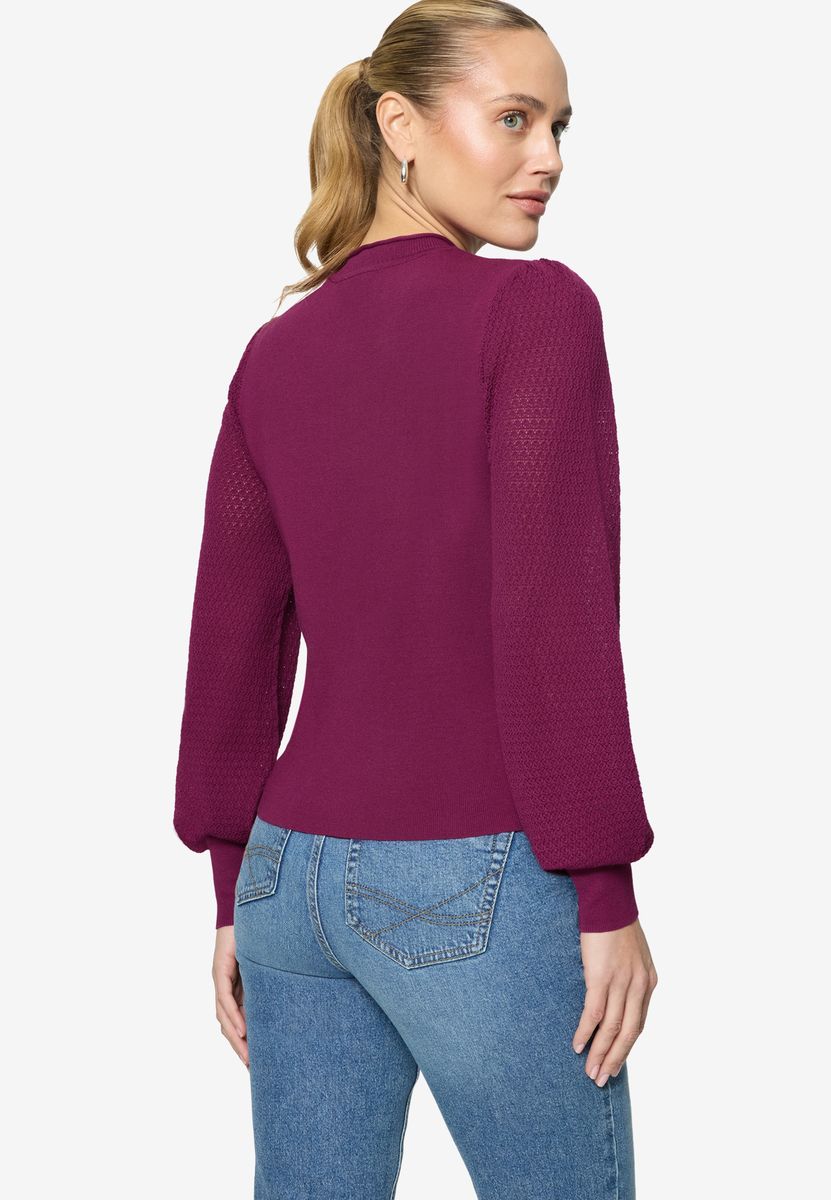 Feinstrickpullover mit strukturierten Puffärmeln