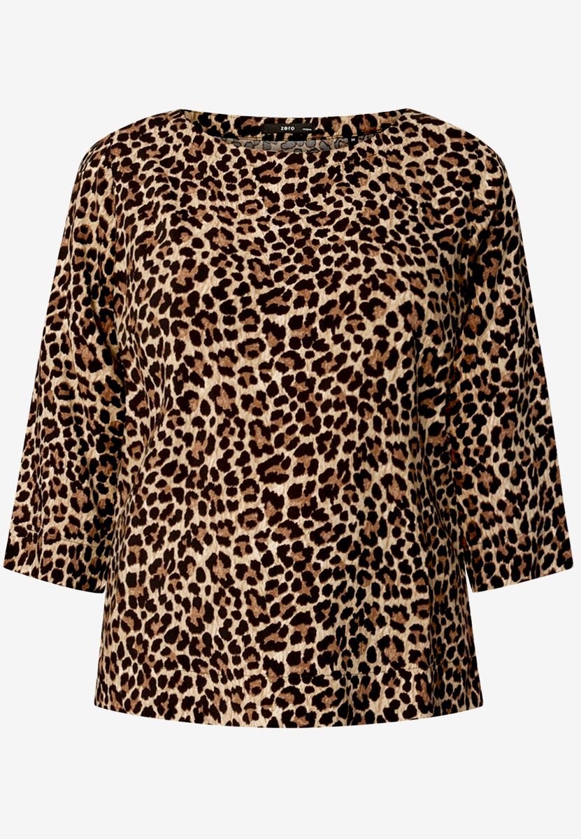 Leopardenmuster Bluse mit Rundhalsausschnitt