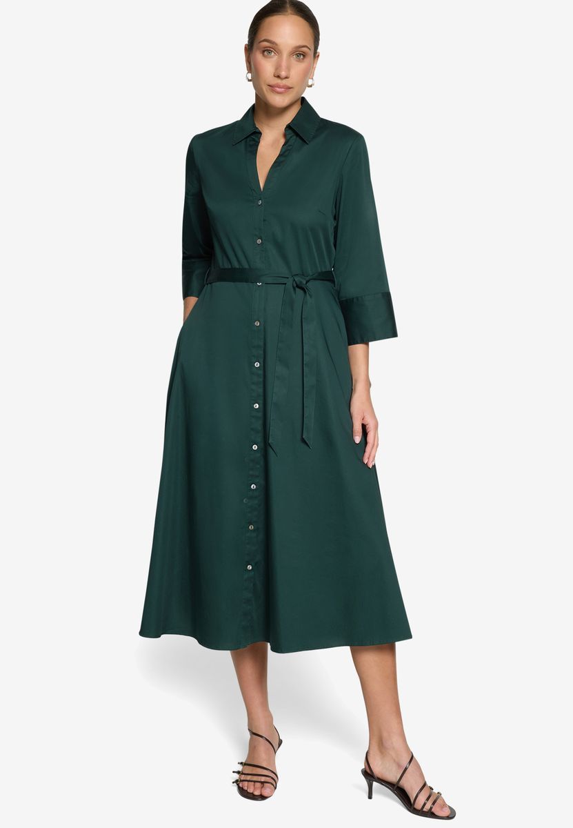 Hemdblusenkleid Midi mit Bindegürtel