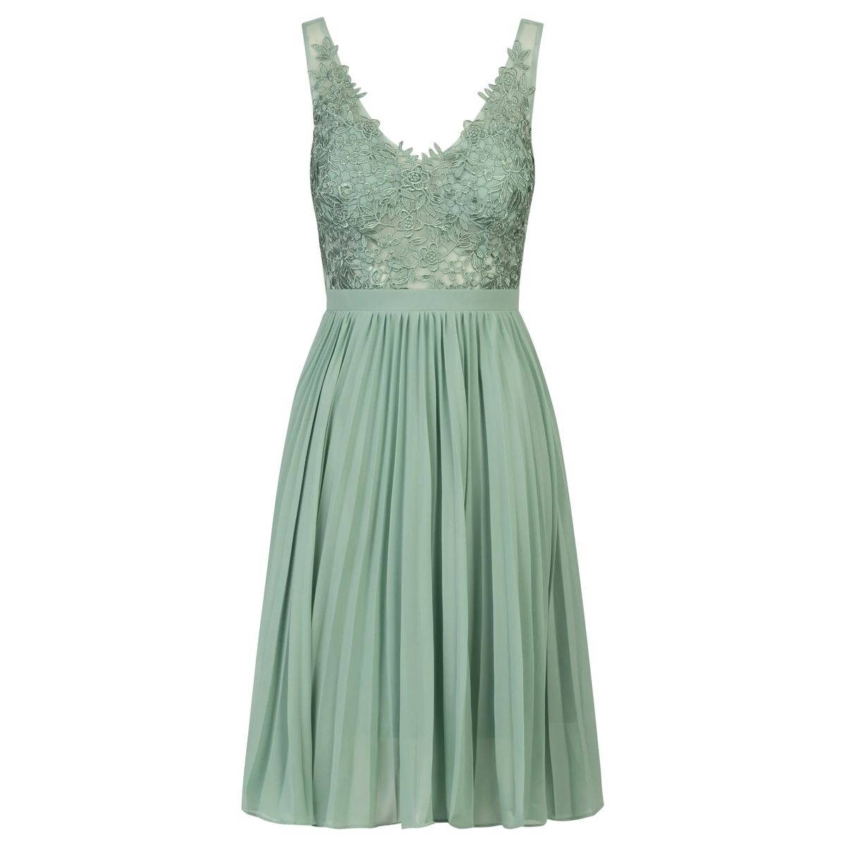 Elegantes Kleid mit Spitze und Faltenrock