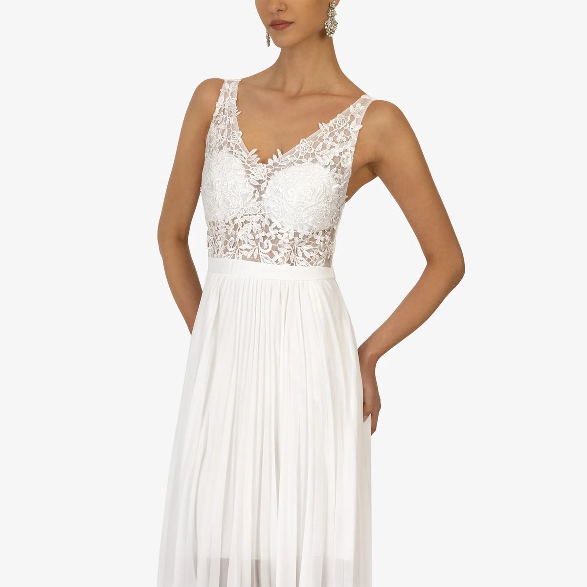 Elegantes Kleid mit Spitze und Faltenrock