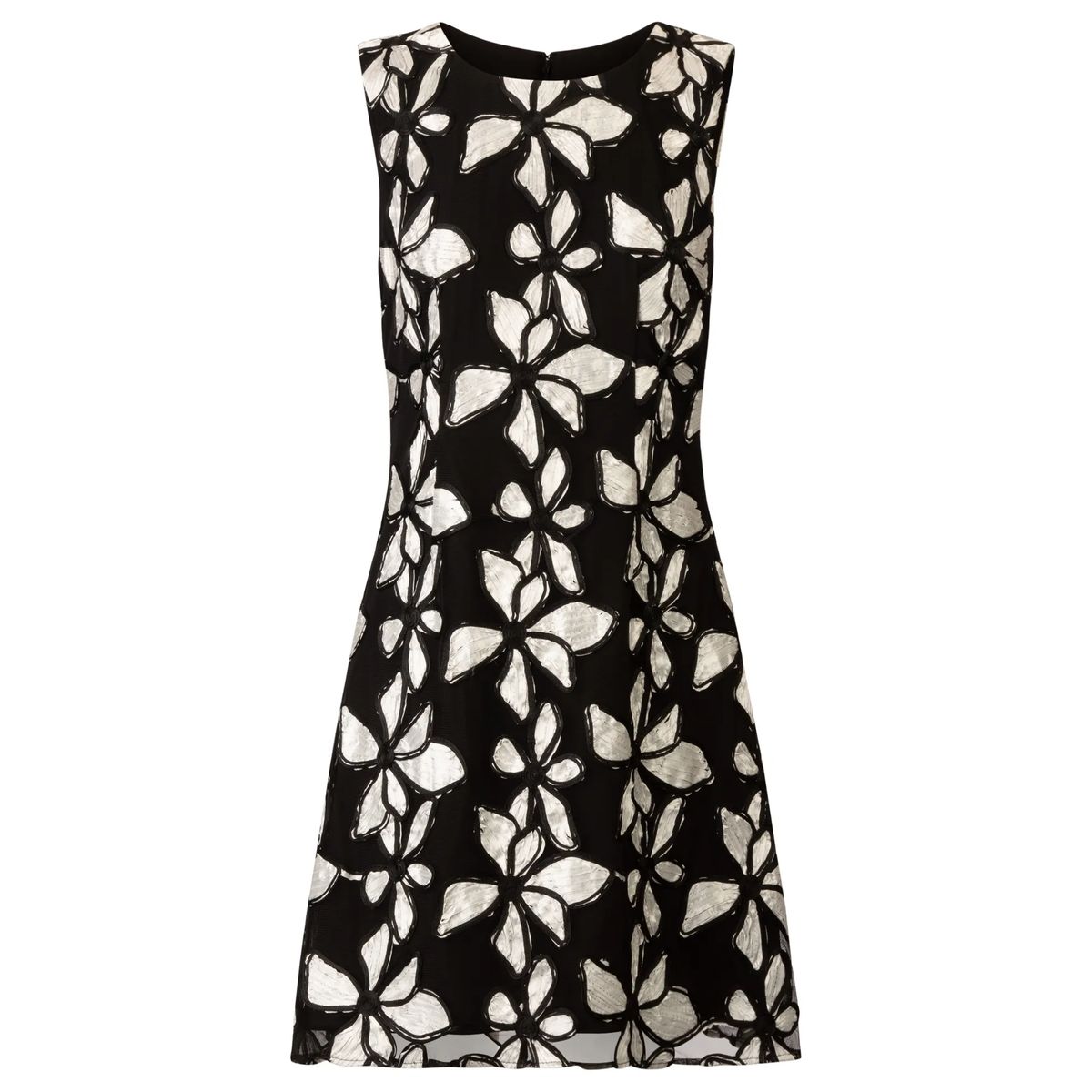 Ärmelloses Cocktailkleid mit Blumendruck