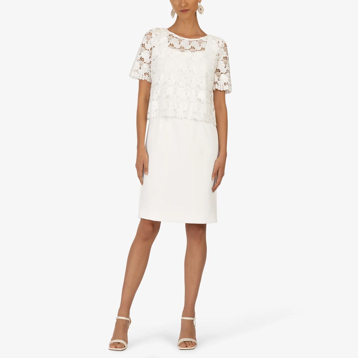 Elegantes Etuikleid mit Spitzentop