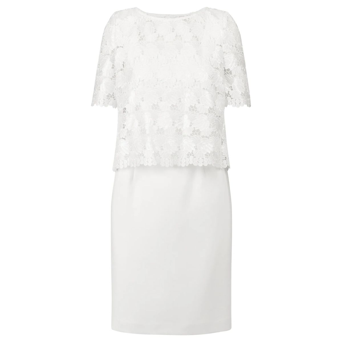 Elegantes Etuikleid mit Spitzentop