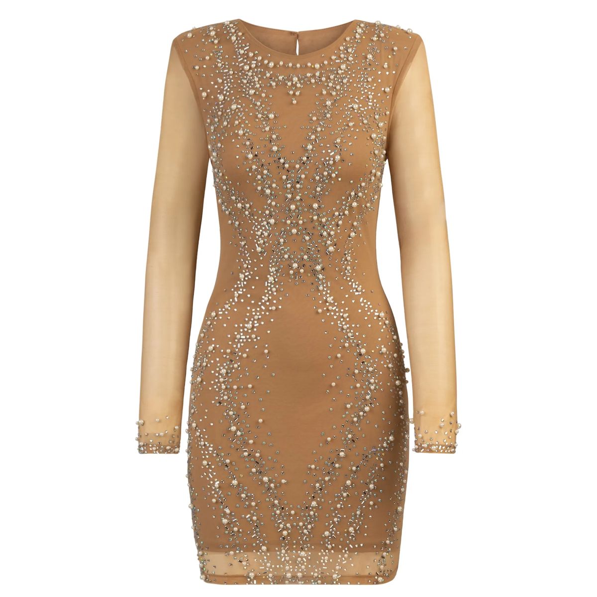 Mit Perlen und Strass verziertes Minikleid