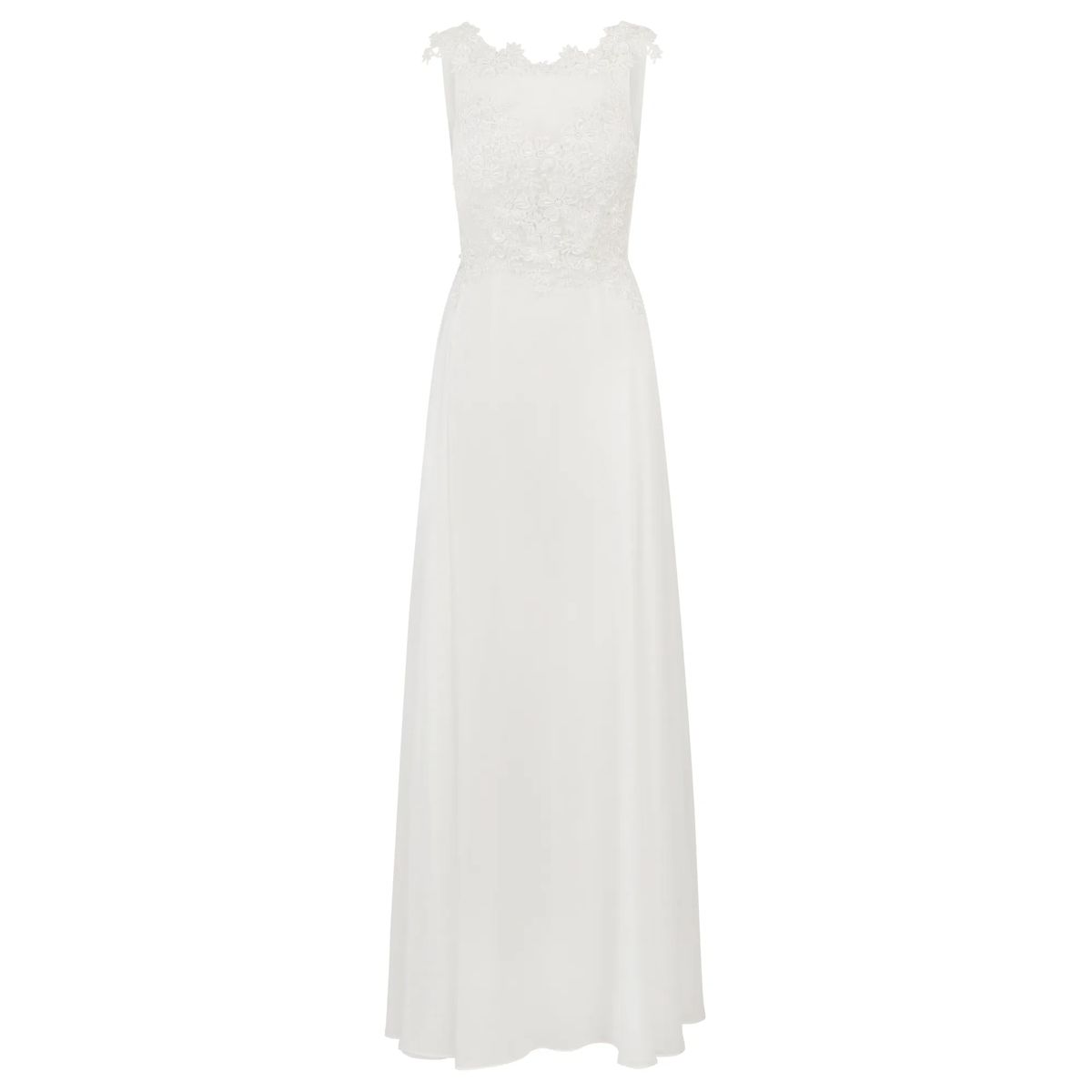 Chiffon-Maxikleid mit Spitzenoberteil