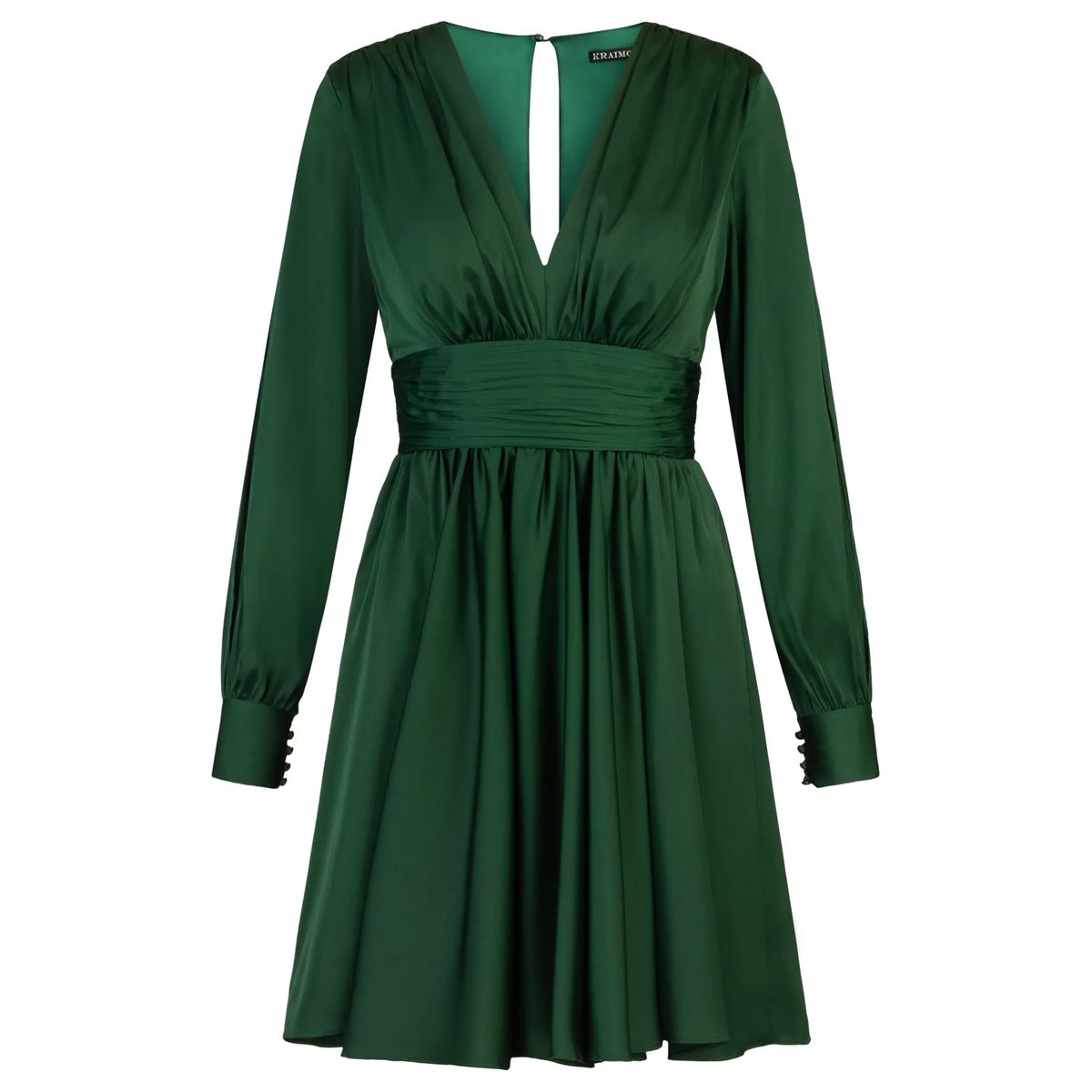 Elegantes Kleid mit V-Ausschnitt und langen Ärmeln