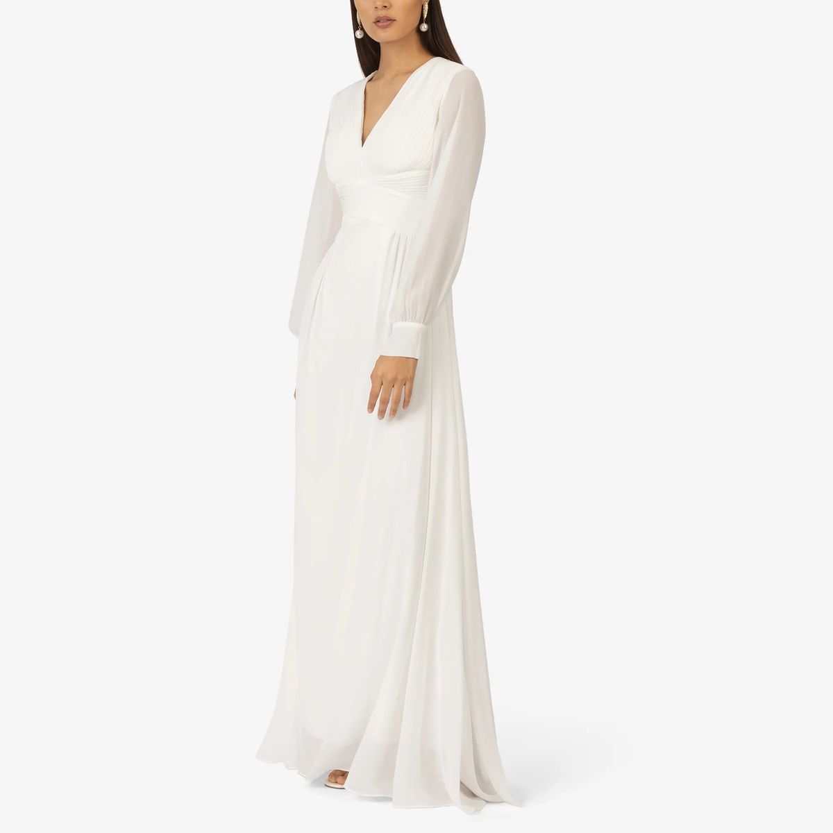 Elegantes Chiffon-Maxikleid mit Ärmeln