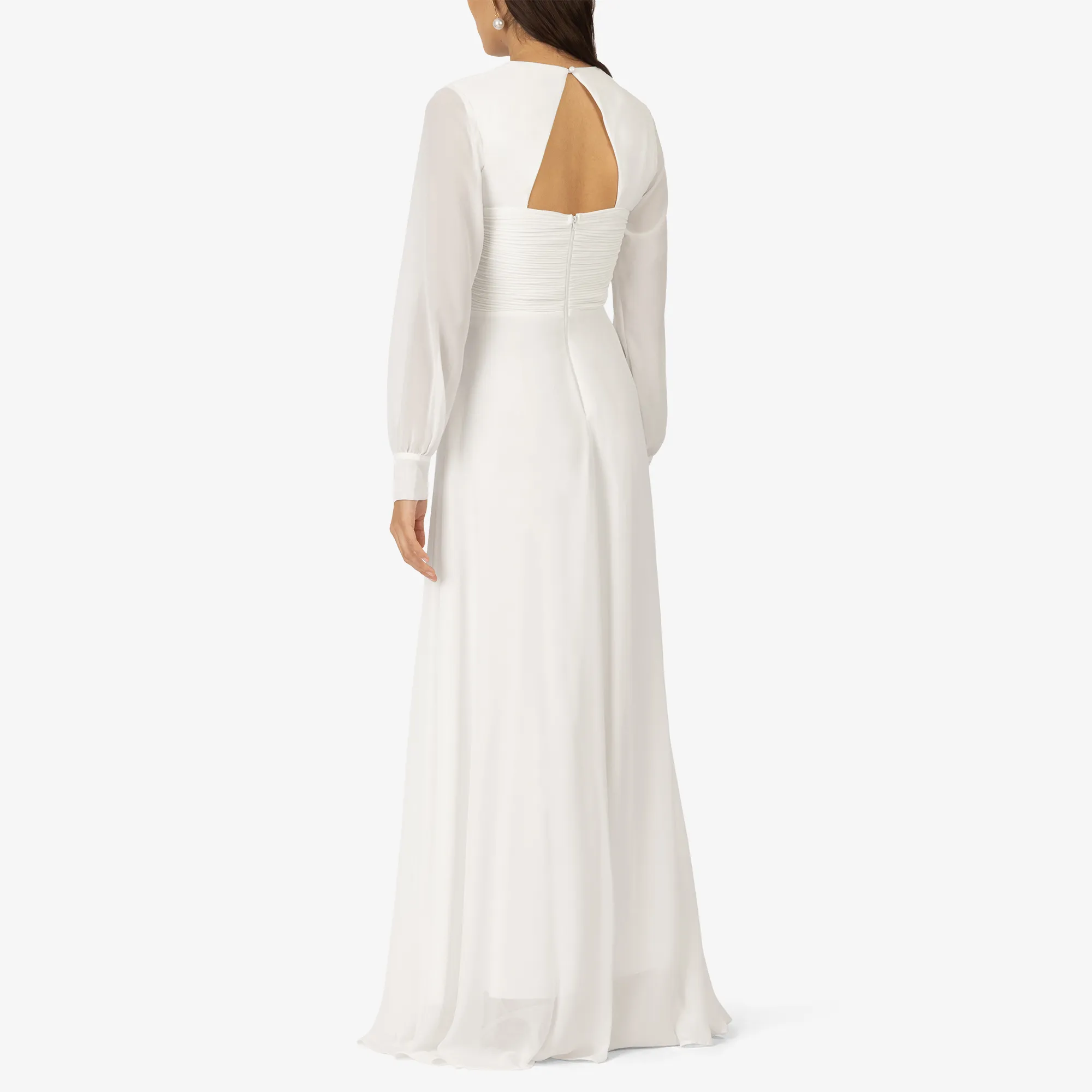Elegantes Chiffon-Maxikleid mit Ärmeln