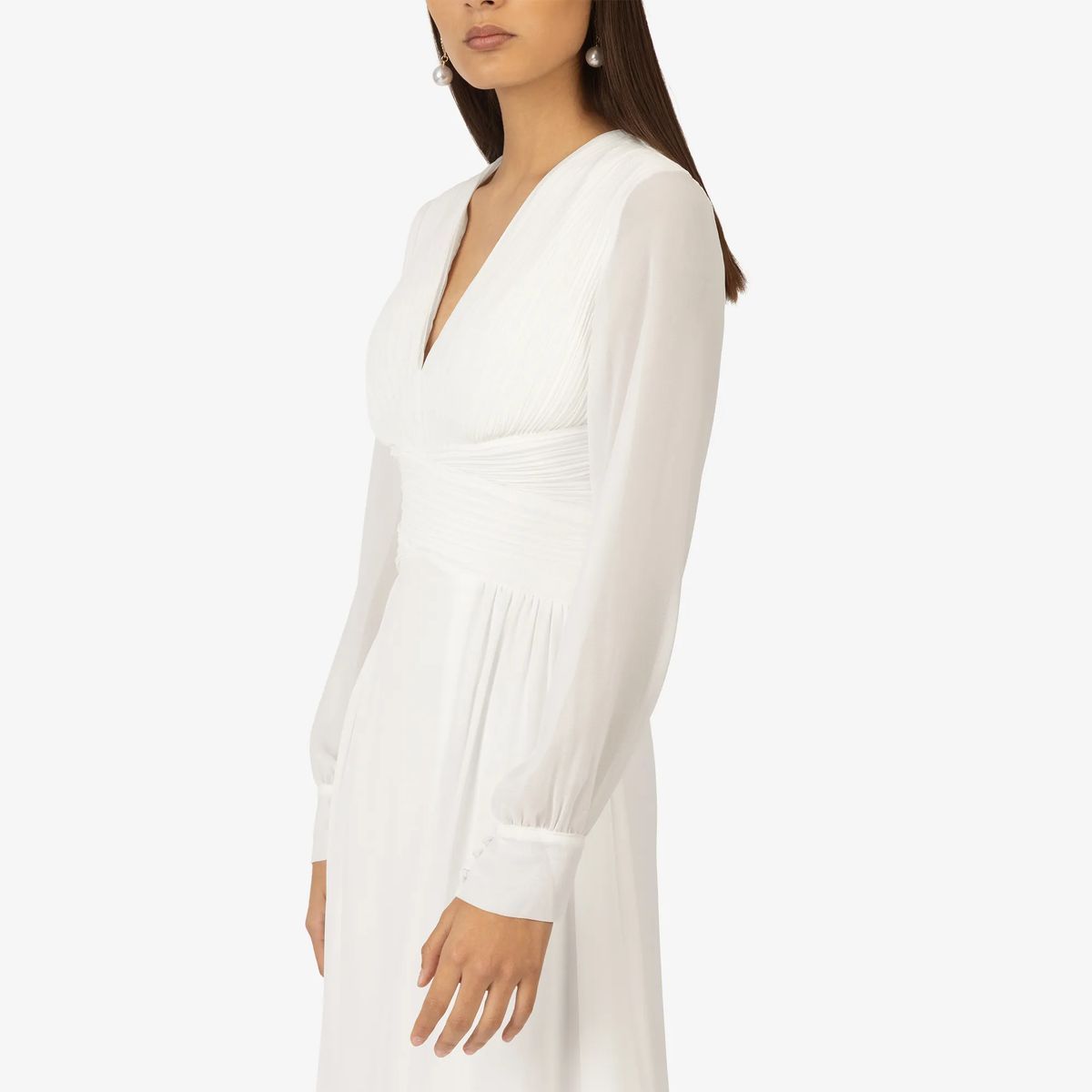 Elegantes Chiffon-Maxikleid mit Ärmeln