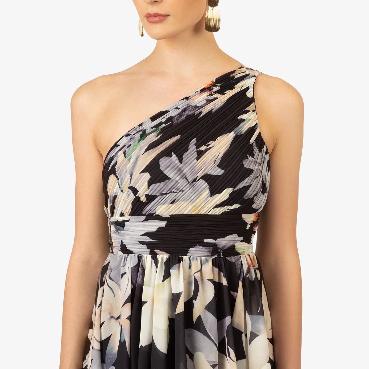 Geblümtes One-Shoulder Cocktailkleid