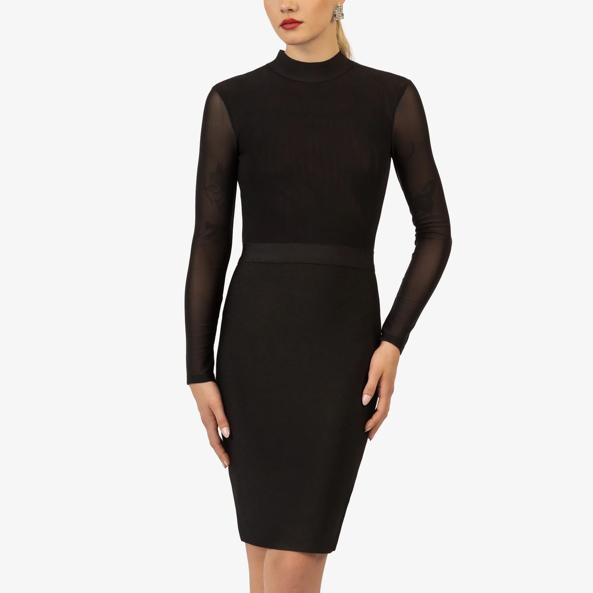 Elegantes Langarm-Bandagenkleid