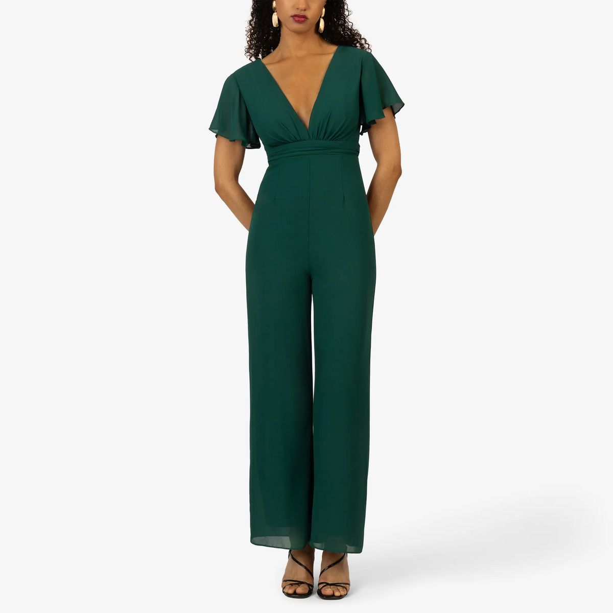 Eleganter grüner Jumpsuit mit V-Ausschnitt