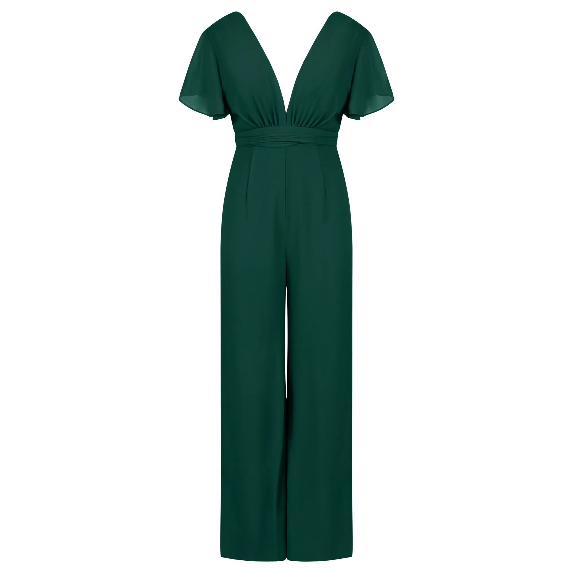 Eleganter grüner Jumpsuit mit V-Ausschnitt