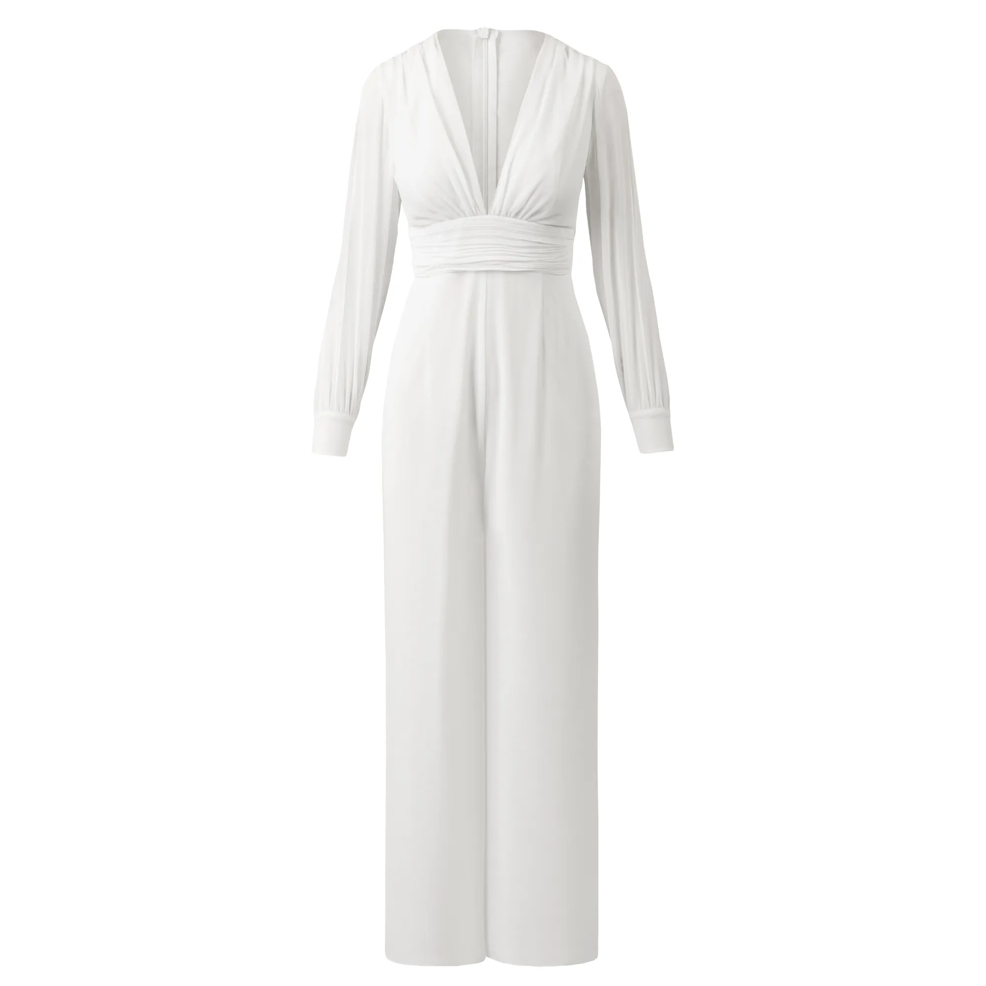 Eleganter Jumpsuit mit langen Ärmeln in Weiß