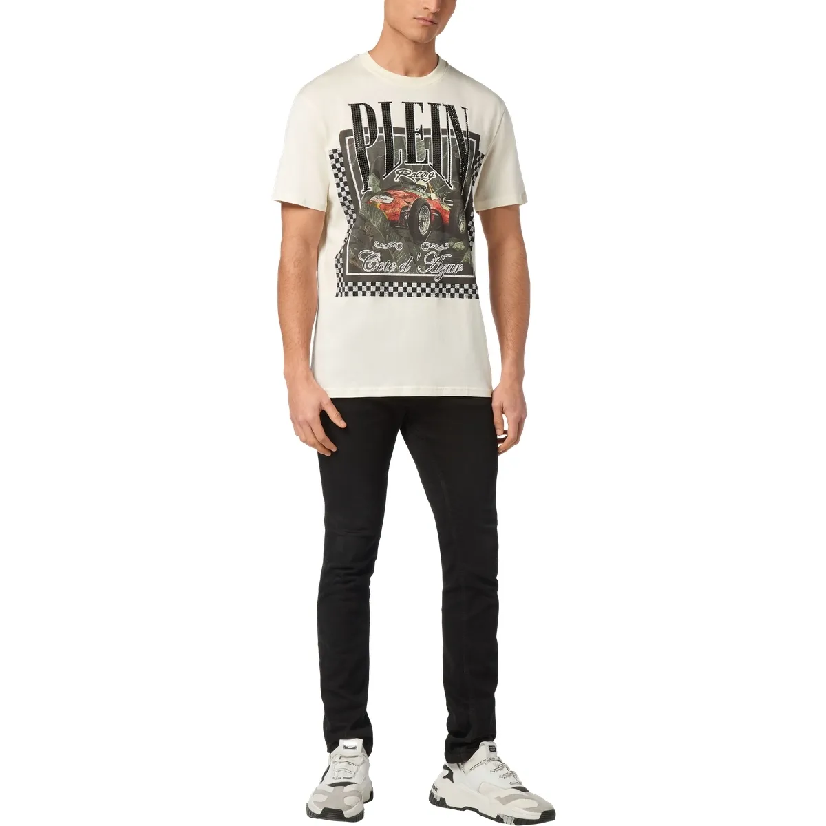 T-Shirt mit Rennwagen Grafikdruck aus Baumwolle