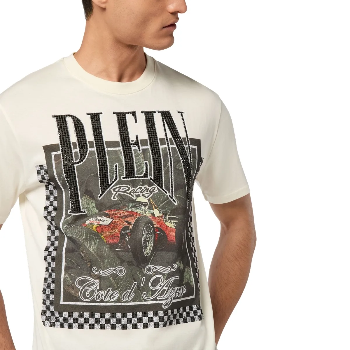 T-Shirt mit Rennwagen Grafikdruck aus Baumwolle