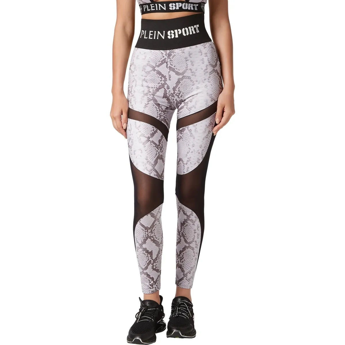 Leggings mit Pythonmuster und Netzeinsatz