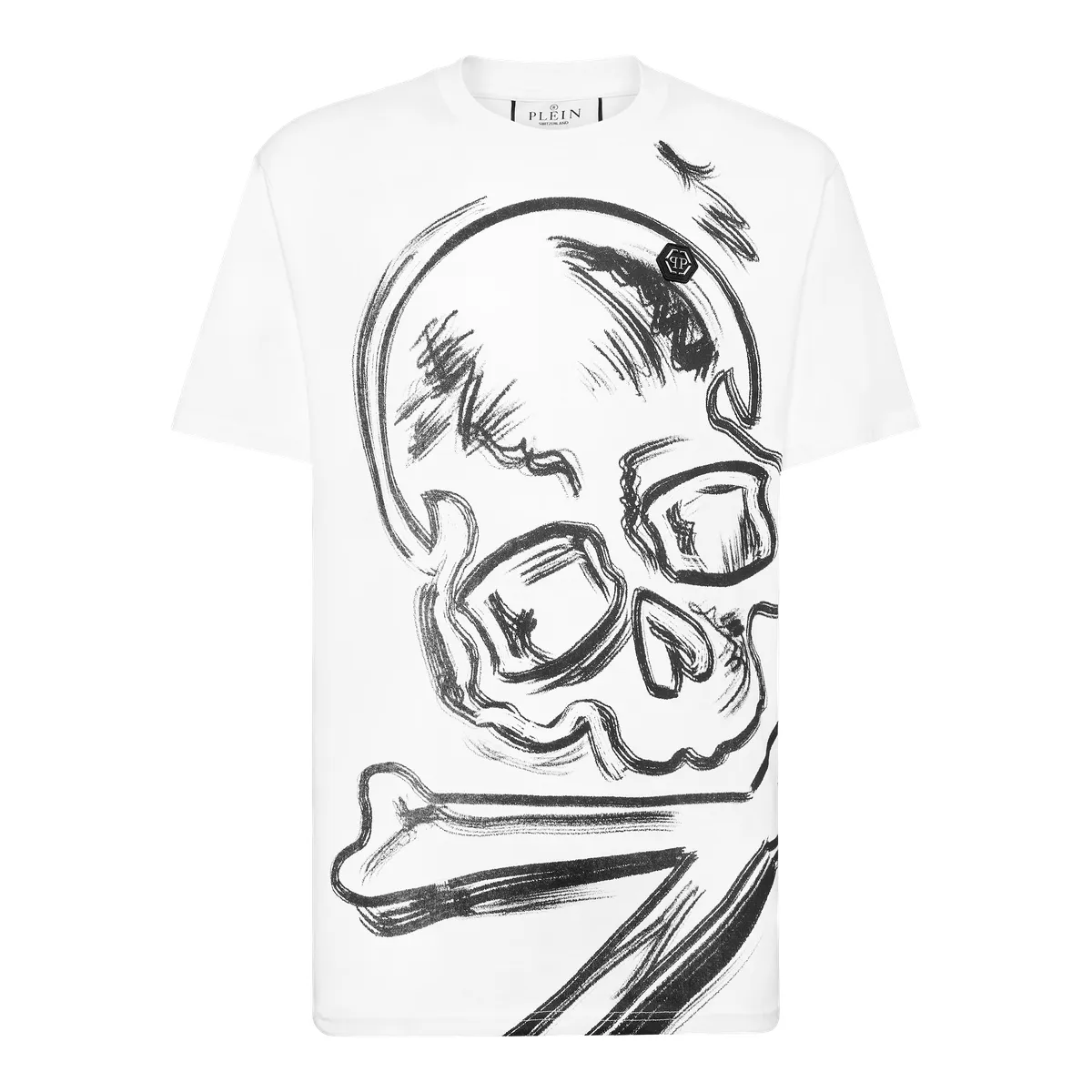 Baumwoll T-Shirt mit Totenkopf Grafikdruck