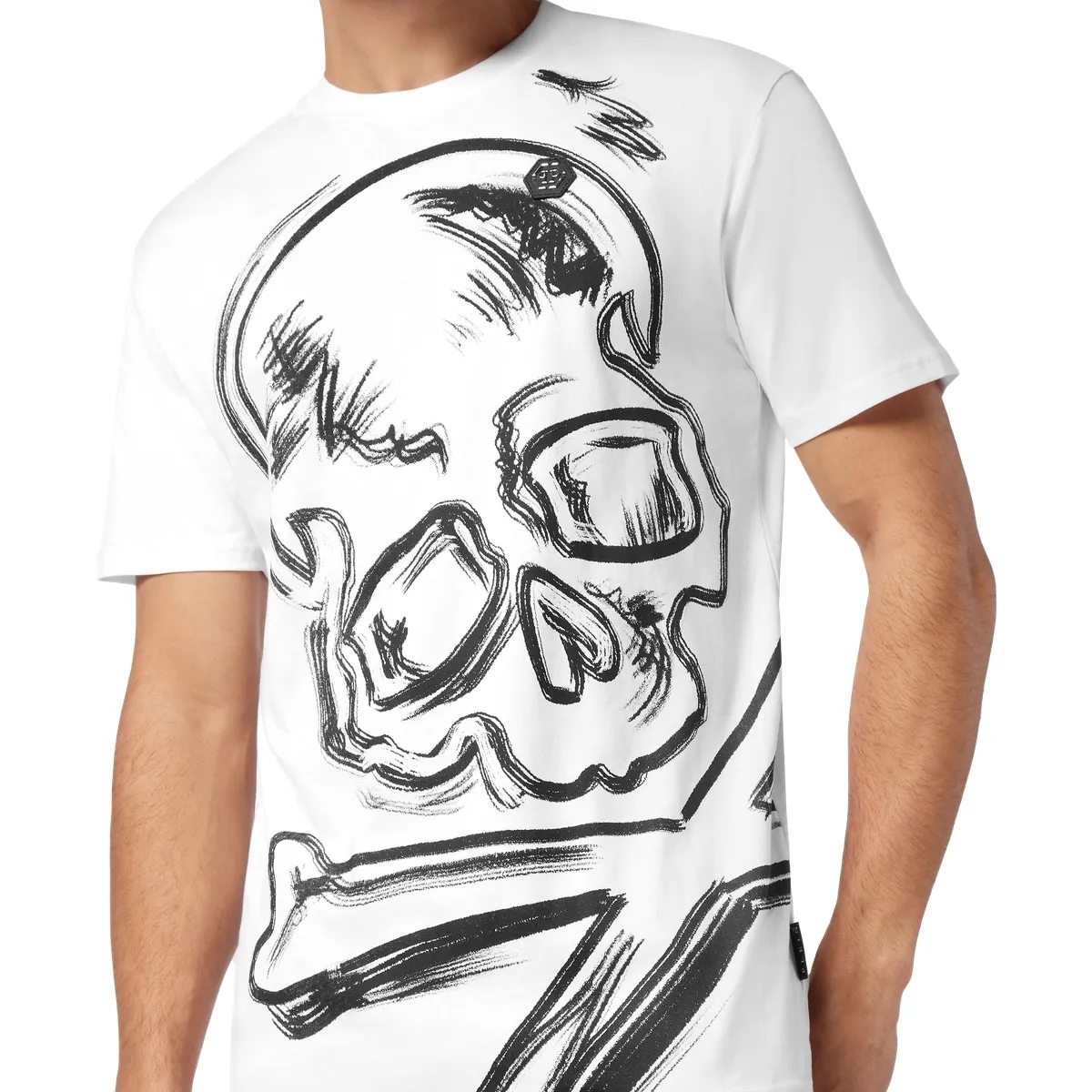 Baumwoll T-Shirt mit Totenkopf Grafikdruck