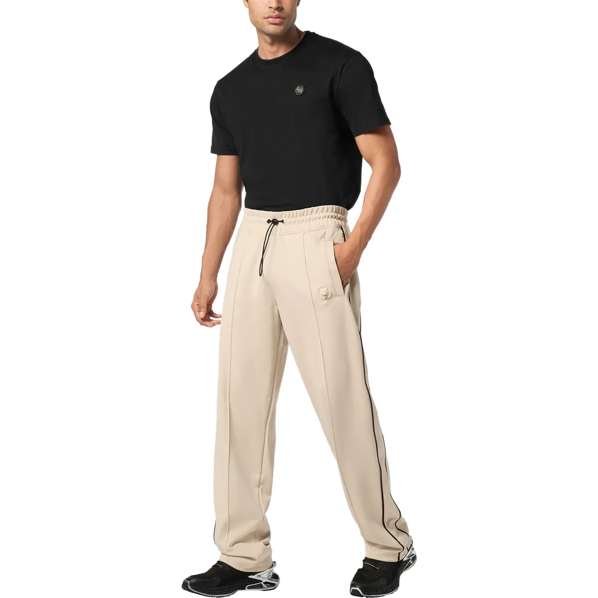 Sportliche beige Loungehose mit Paspelierung