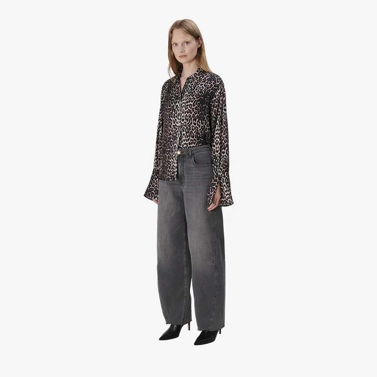 Leopardenmuster Langarm Bluse