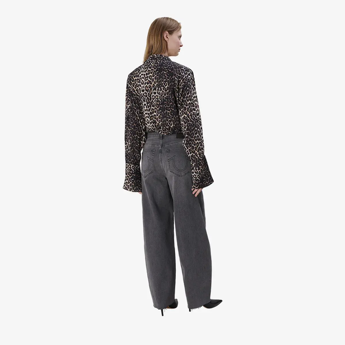 Leopardenmuster Langarm Bluse