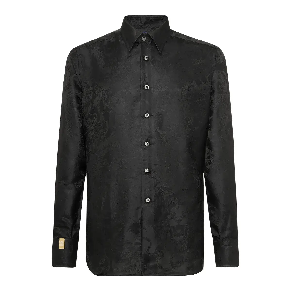 Schwarzes Jacquardmuster Slim Fit Hemd