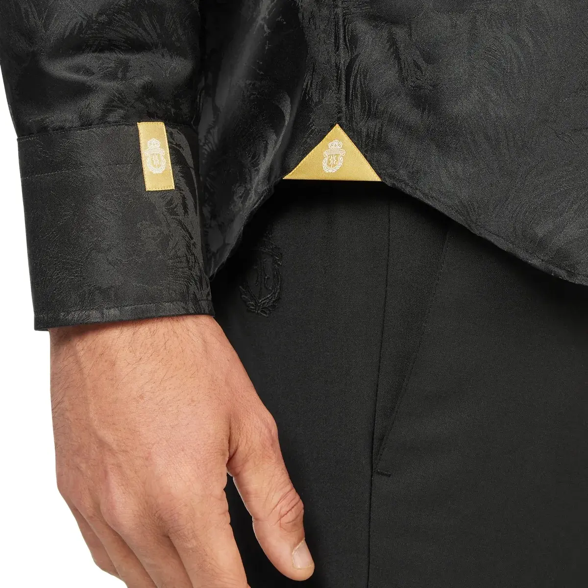 Schwarzes Jacquardmuster Slim Fit Hemd