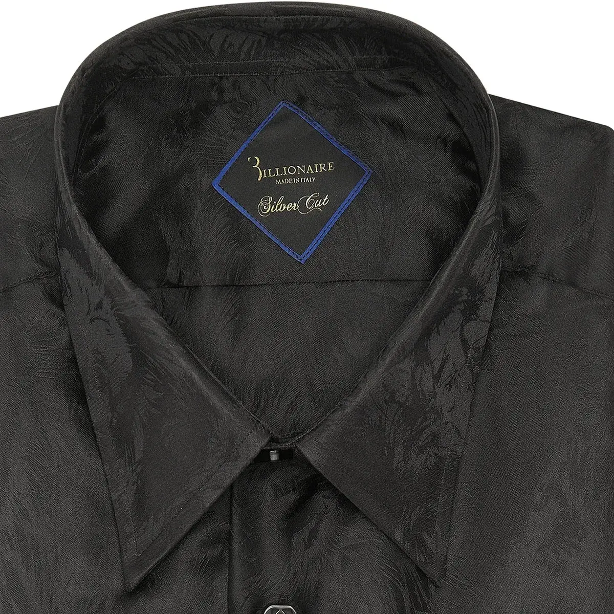 Schwarzes Jacquardmuster Slim Fit Hemd