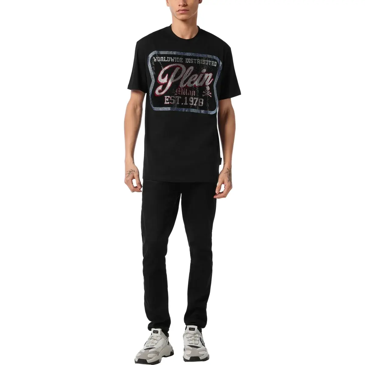 T-Shirt mit Grafikdruck und Strass