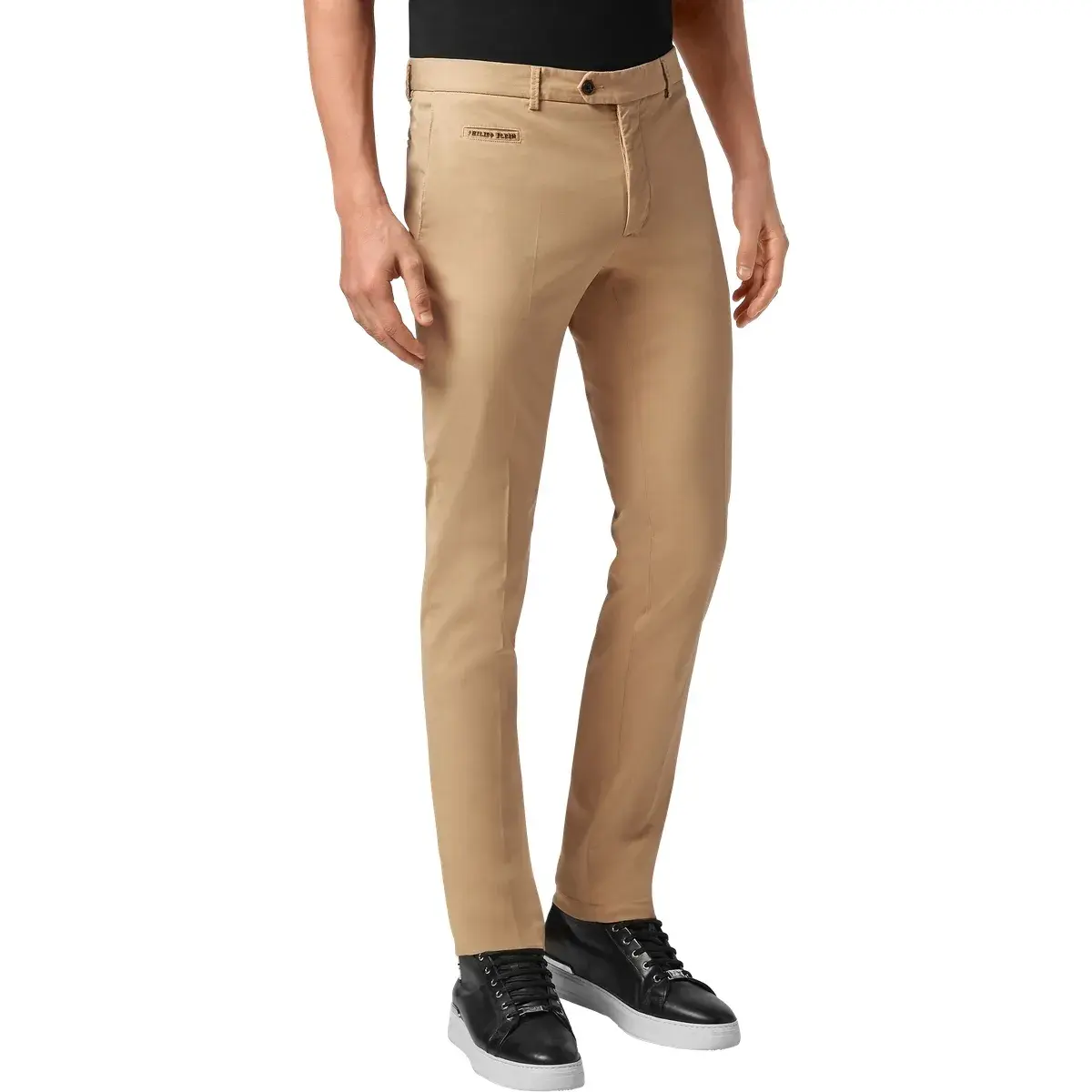 Schmale Stretch-Baumwoll-Gabardine-Chinos