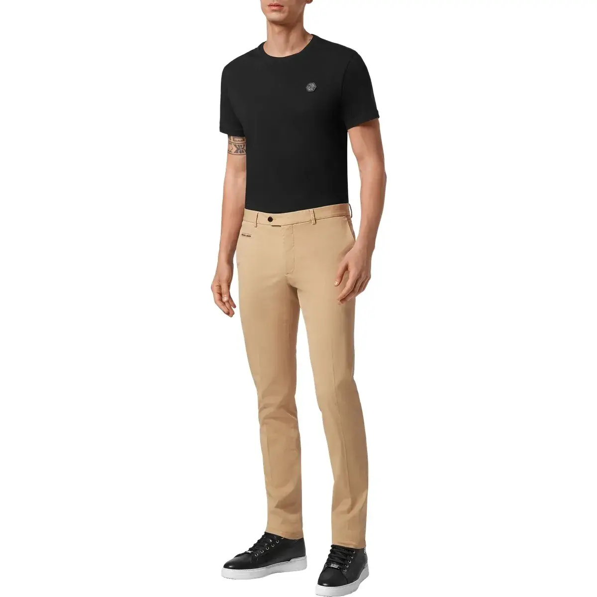 Schmale Stretch-Baumwoll-Gabardine-Chinos