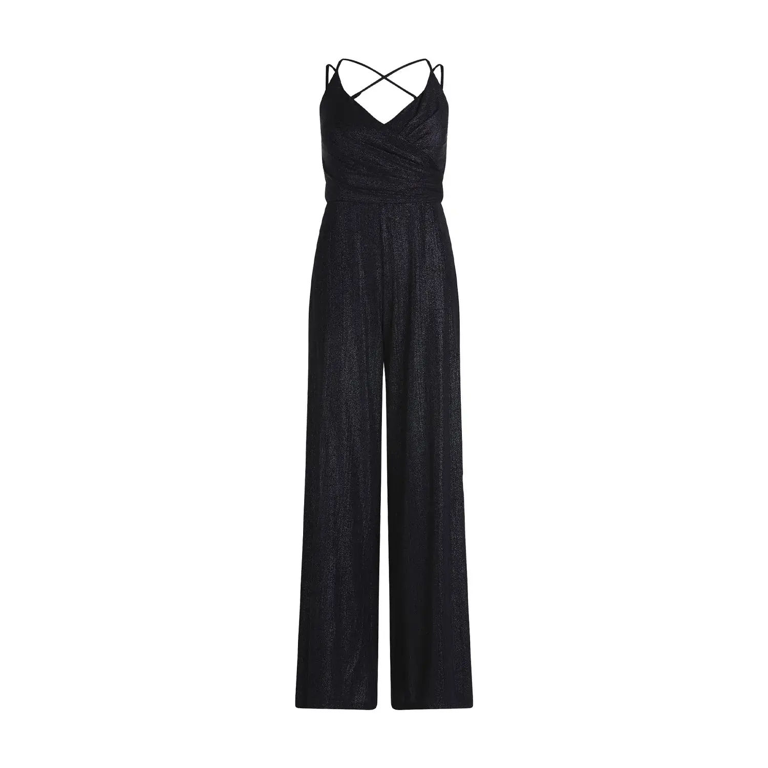 Eleganter, glitzernder Jumpsuit mit weitem Bein