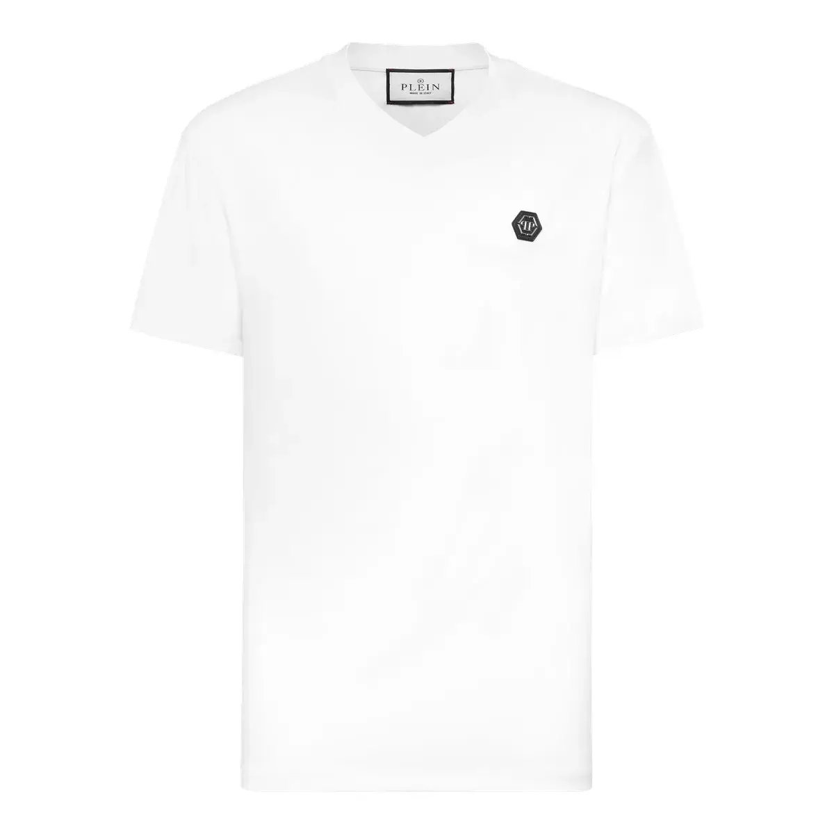 Basic T-Shirt mit V-Ausschnitt und Logo