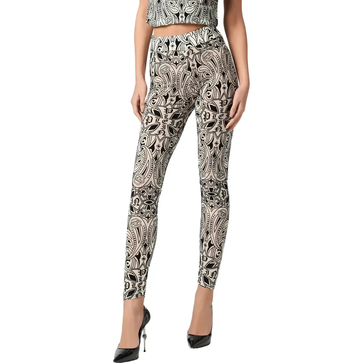 Gemusterte, hochtaillierte Jersey-Leggings